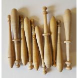 10 Vintage Wooden Lace Bobbins 7cm to 10cm long