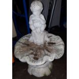 Stone Cherub & Shell Garden Bird Bath