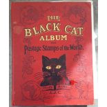 Vintage Stamp Album 'The Black Cat' Includes British European and World Stamps