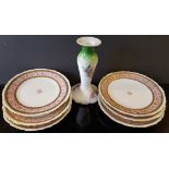 Vintage Retro Limoges Candlestick c1900 & Six Coffee Plates c1907 NO RESERVE