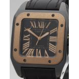 Cartier Santos 100 DLC 37mm Black DLC Coated Stainless Steel W2020007