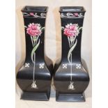 Pair Of Vintage Shelley Art Deco Vases Carnation Pattern