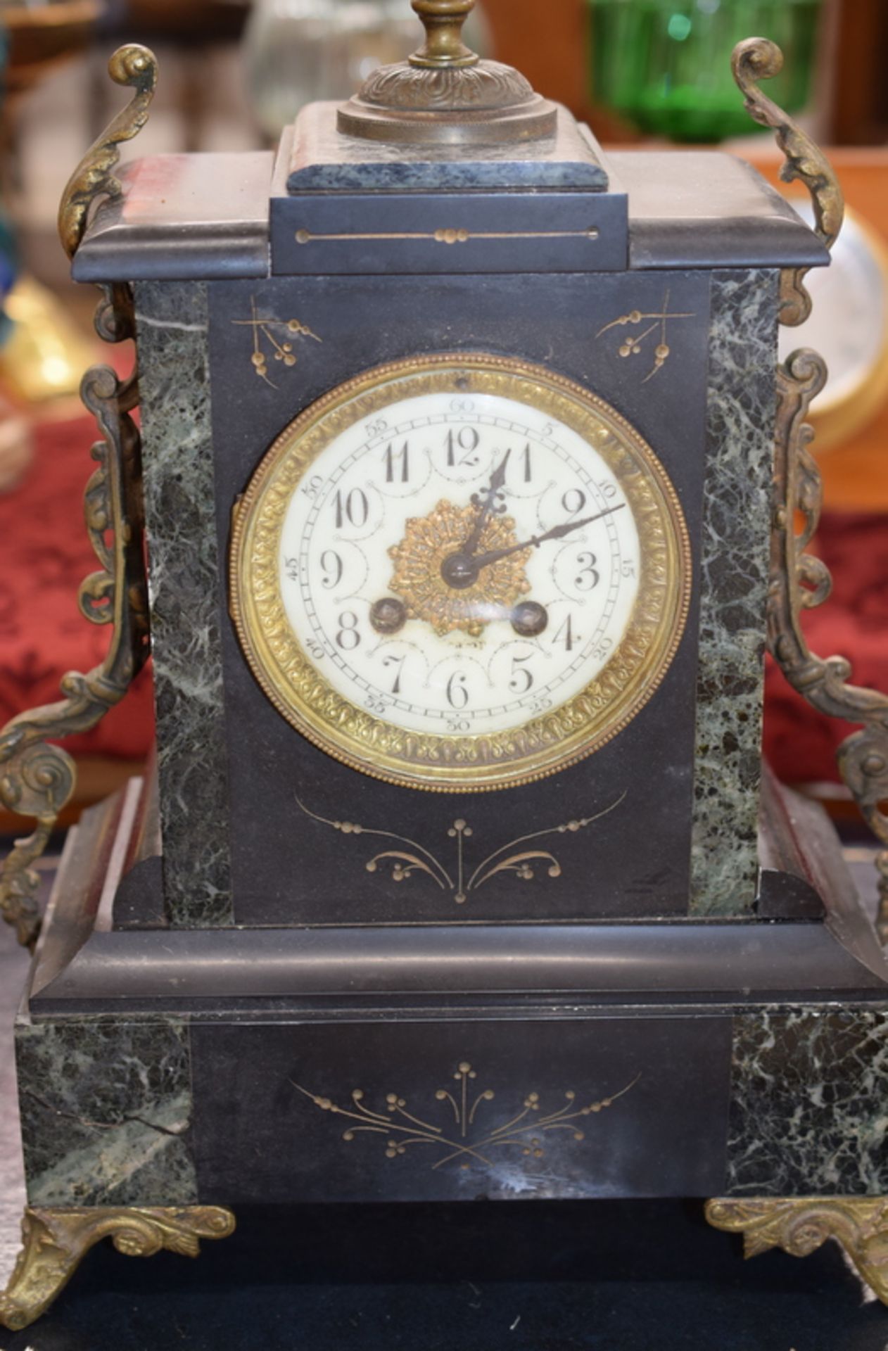 Victorian Slate Mantel Clock With Garnitures - Image 2 of 6