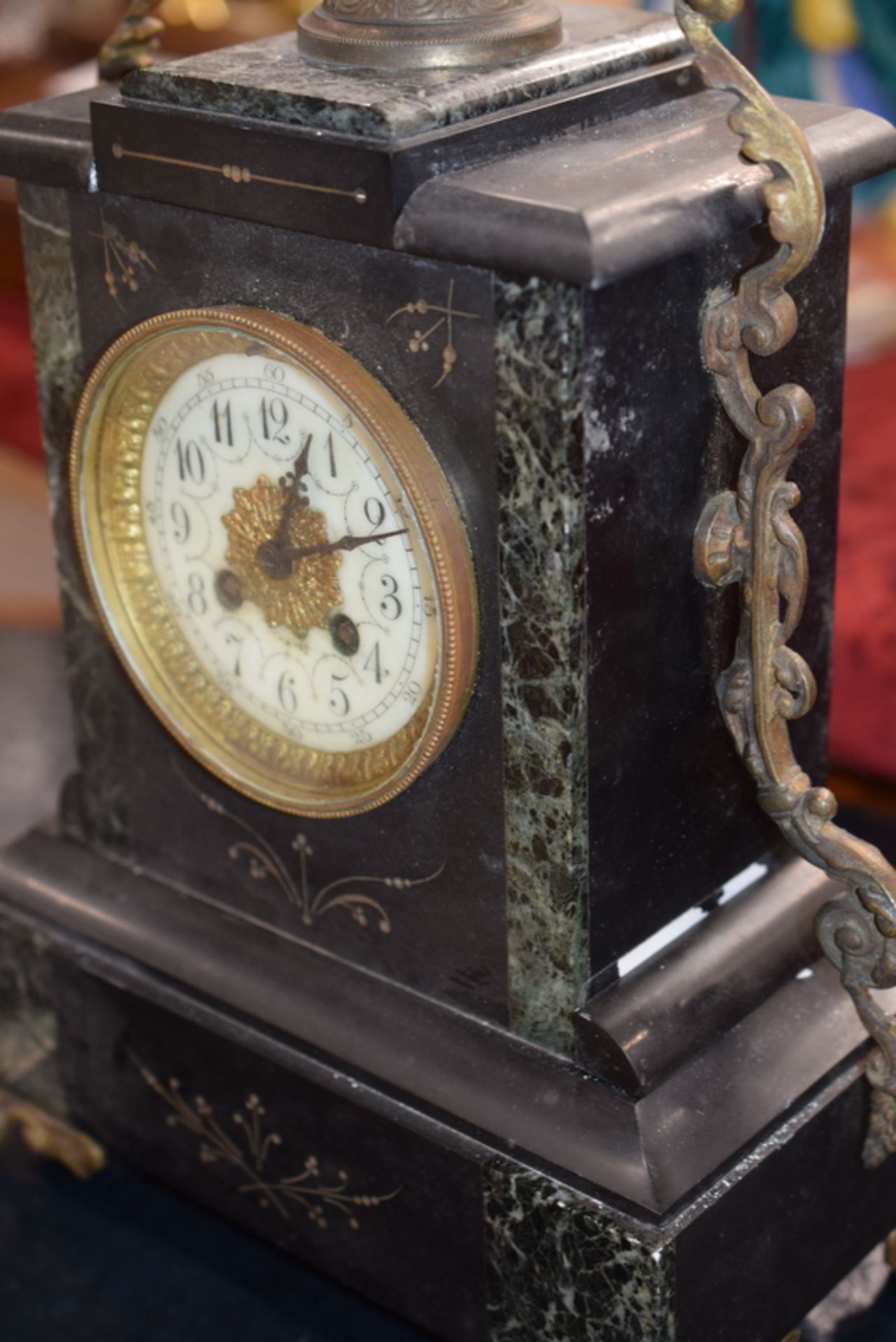 Victorian Slate Mantel Clock With Garnitures - Image 6 of 6