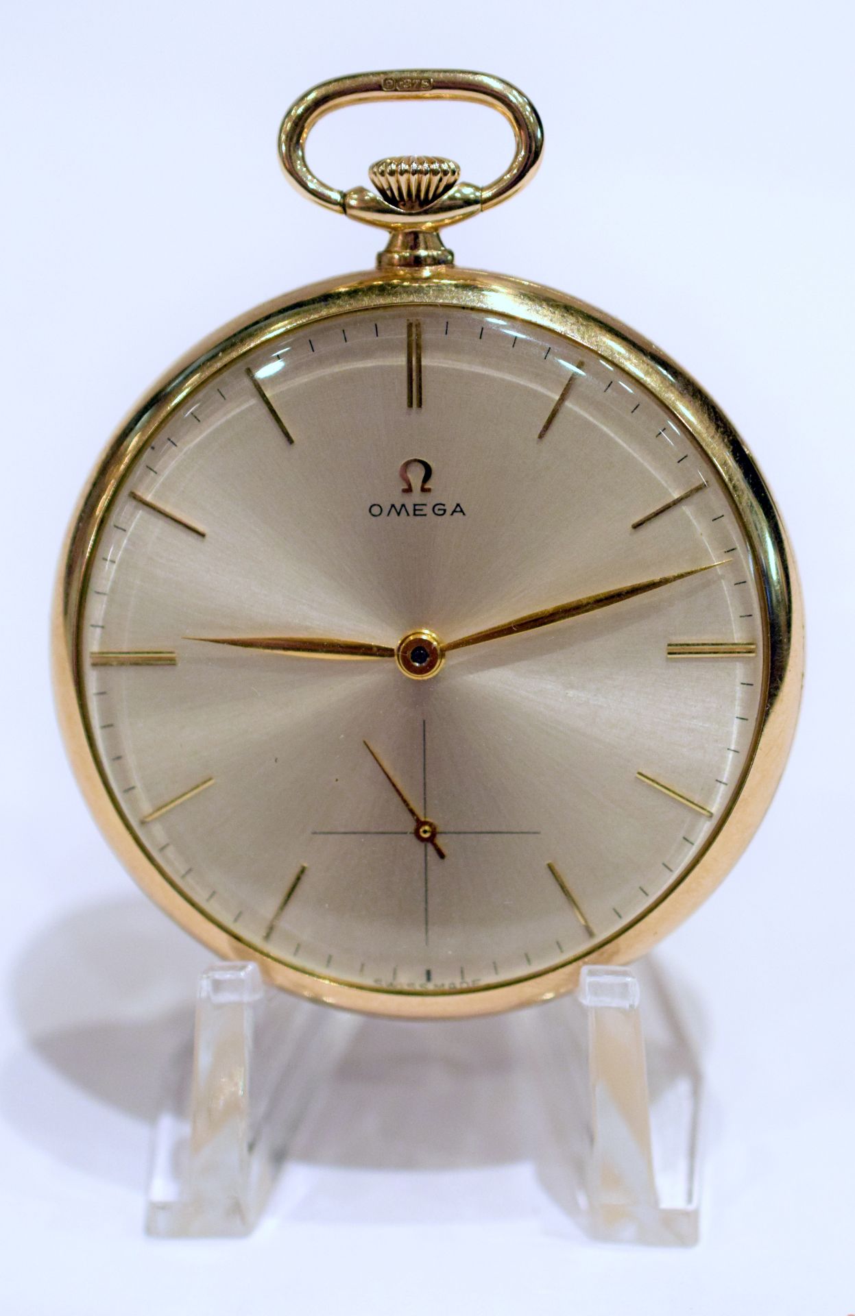 Omega 9ct Gold Open Face Pocket Watch Excellent Condition
