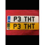 Private number plate P3 THT for sale On retention ready to go on your car.