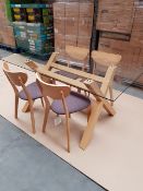 PALLET OF 5 BRAND NEW - 5 Piece Oak Dining Table & Chair Set's. RRP £899, GIVING THIS LOT A TOTAL