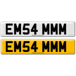 Registration EM54 MMM on DVLA retention certificate.