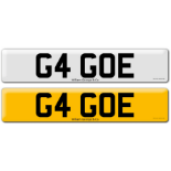 Registration G4 GOE on DVLA retention certificate.