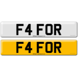 Registration F4 FOR on DVLA retention certificate.