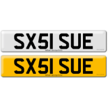Registration SX51 SUE on DVLA retention certificate.