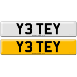 Registration Y3 TEY on DVLA retention certificate.