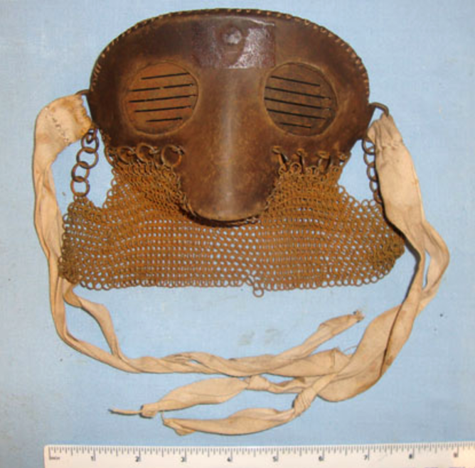 VERY RARE, Original, WW1 British Tank Driver's Armoured Leather ïSplatter' Face Mask