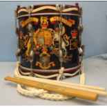 Queen Elizabeth II Original Royal Marines Side Drum With Snare and Two Pairs Of Sticks