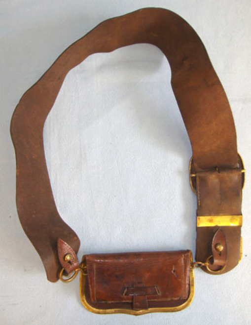 WW2 / Pre 1953 Worcestershire Imperial Yeomanry Leather Cross Belt & Pouch With King's Crown - Bild 3 aus 3