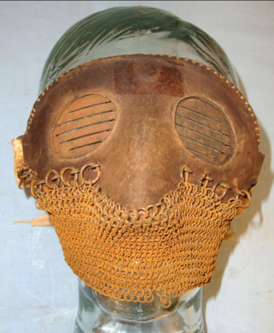 VERY RARE, Original, WW1 British Tank Driver's Armoured Leather ïSplatter' Face Mask - Image 2 of 3