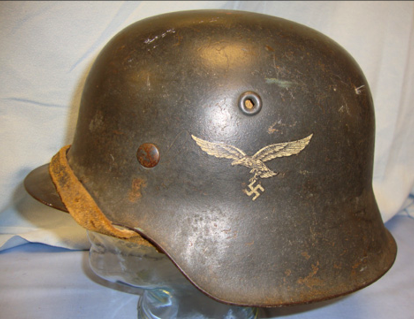 WW2, Single Decal, Luftwaffe Steel Combat Helmet With Liner & Chin Strap