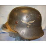 WW2, Single Decal, Luftwaffe Steel Combat Helmet With Liner & Chin Strap
