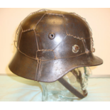 WW2 German M35 Combat Helmet With Luftwaffe Decal And Correct Original Chicken Wire Camouflage