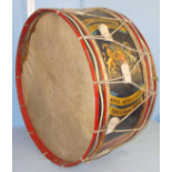 WW1/ WW2 Era Large Kings Crown Hand Painted Military Band Bass Drum