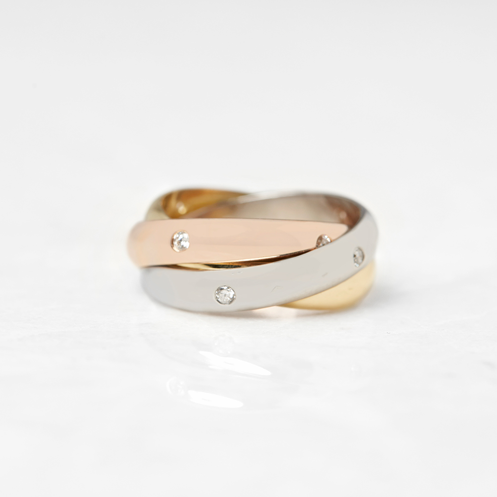 Cartier 18k Yellow, White & Rose Gold Diamond Trinity Ring - Image 2 of 8