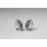 Cartier 18k White Gold Diamond, Ruby & Sapphire Trembler Earrings