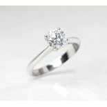 Unbranded Platinum Round Brilliant Cut 1.00ct Diamond Engagement Ring