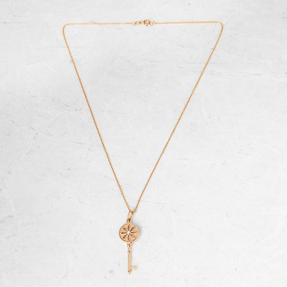 Tiffany & Co. 18k Rose Gold Daisy Key Pendant Necklace - Image 7 of 8