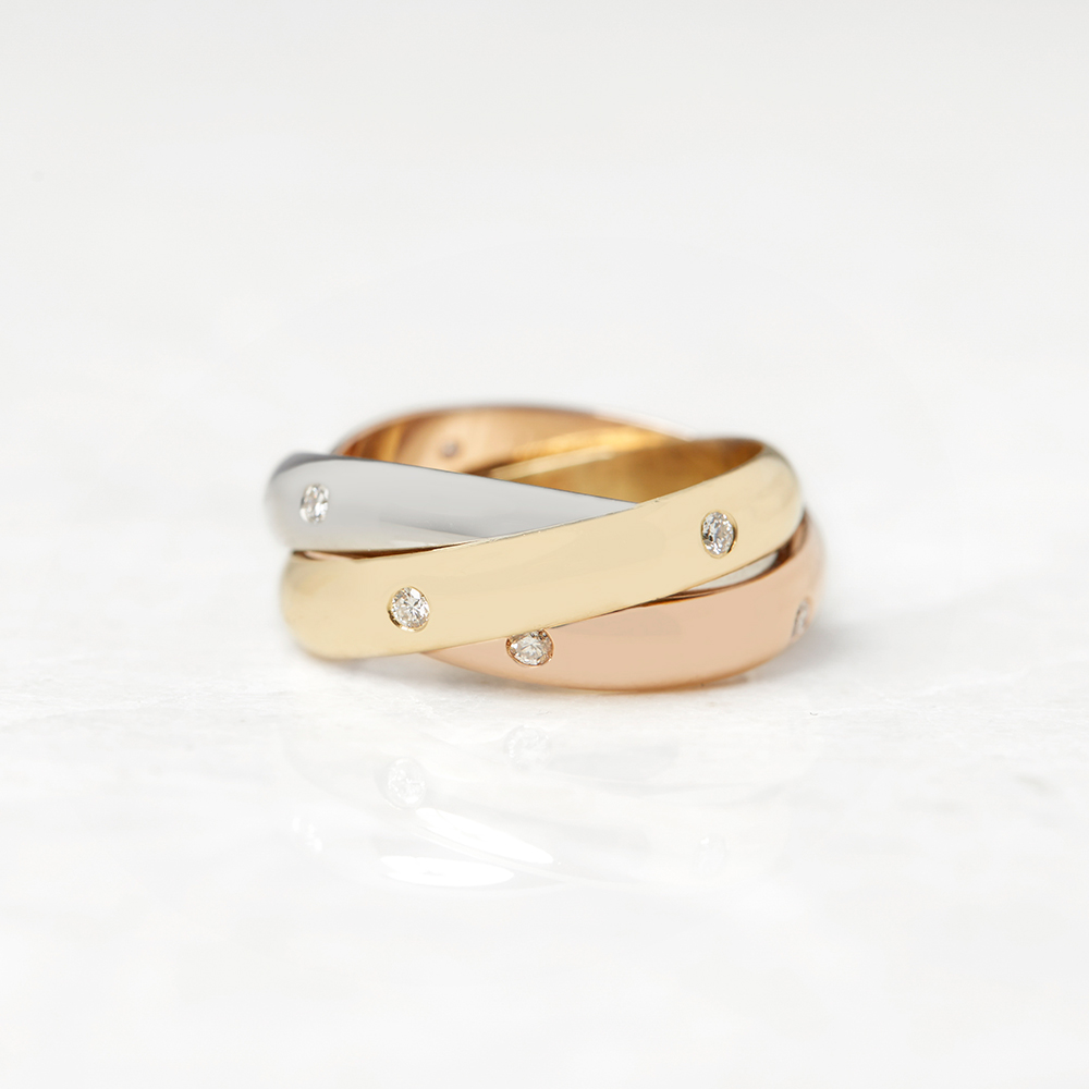 Cartier 18k Yellow, White & Rose Gold Diamond Trinity Ring - Image 3 of 8