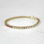 Unbranded 18k Yellow Gold 3.50ct Ruby & 3.50ct Diamond Tennis Bracelet