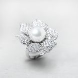 Picchiotti 18k White Gold South Sea Pearl & 3.60ct Diamond Cocktail Ring