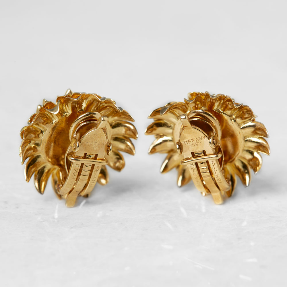 Tiffany & Co. 18k Yellow Gold Chrysanthemum Earrings - Image 4 of 10