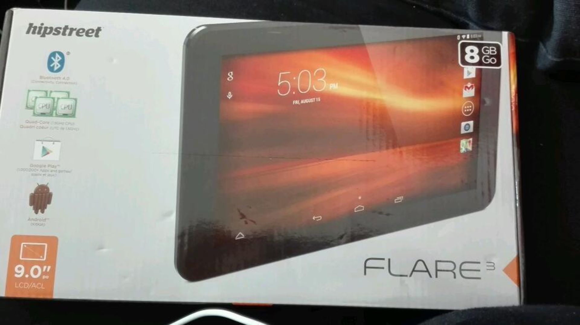 NO VAT 1x A* GOOGLE CERTIFIED HIPSTREET FLARE 3 9INCH 8GB TABLET IN BLACK. COMES WITH USB.