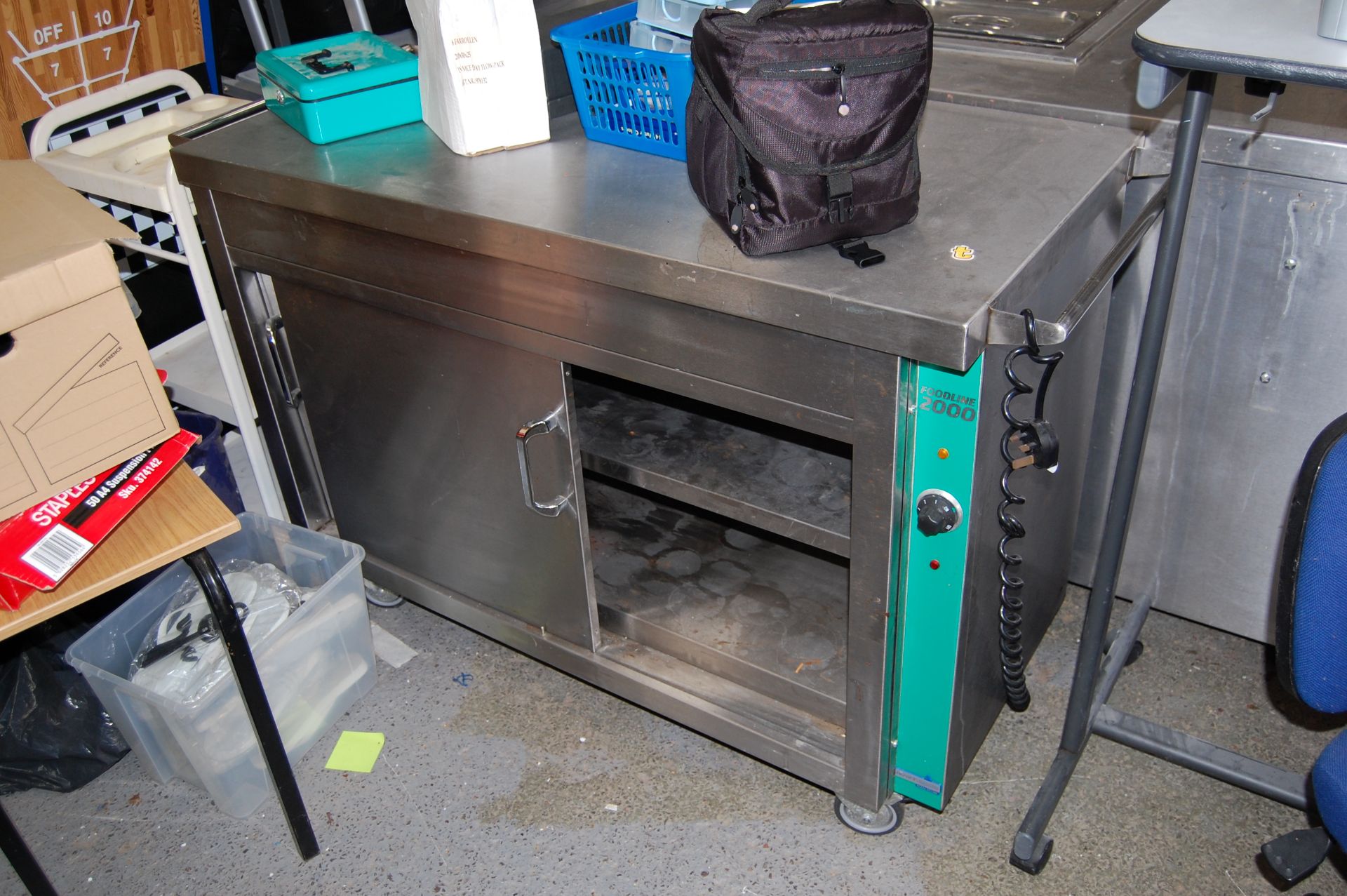 Hot mobile hostess trolley, stainless steel