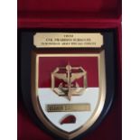 Rare personalised indonesia sf plaque with red suede wood case