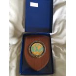 Rare italian intelligence service wood plaque and box