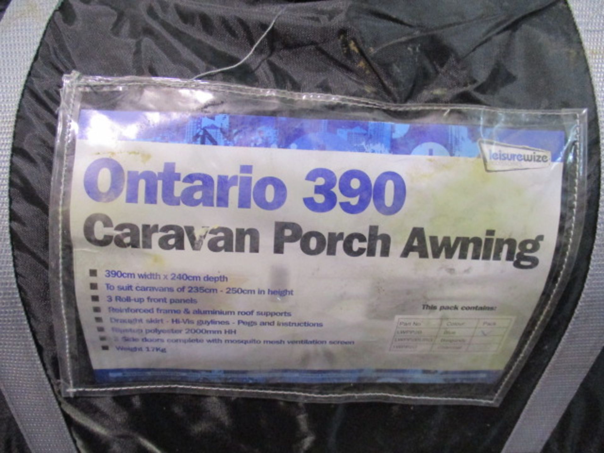 Sealed Leisurewize Ontario 390 caravan porch awning slight storage dust RRP £349