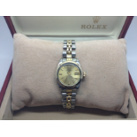 Rolex 6916 ladies oyster perpetual date with jubilee bracelet. Bi metal steel/ gold with Rolex box