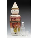 Art Deco Czech Glass Clown Spirit Drinks Container C.1930