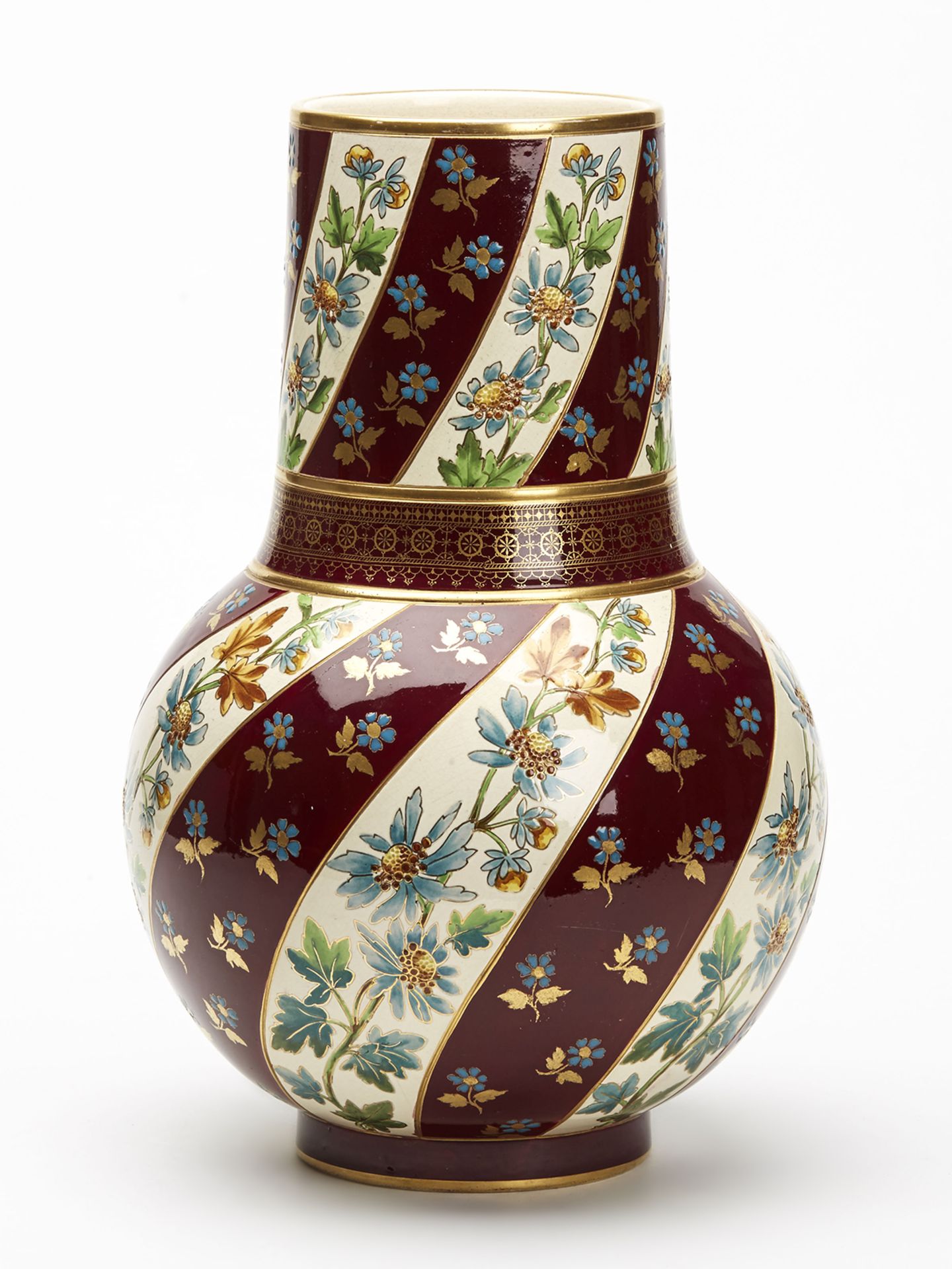 Antique French Sarreguemines Floral Painted Vase C.1880 - Image 2 of 7