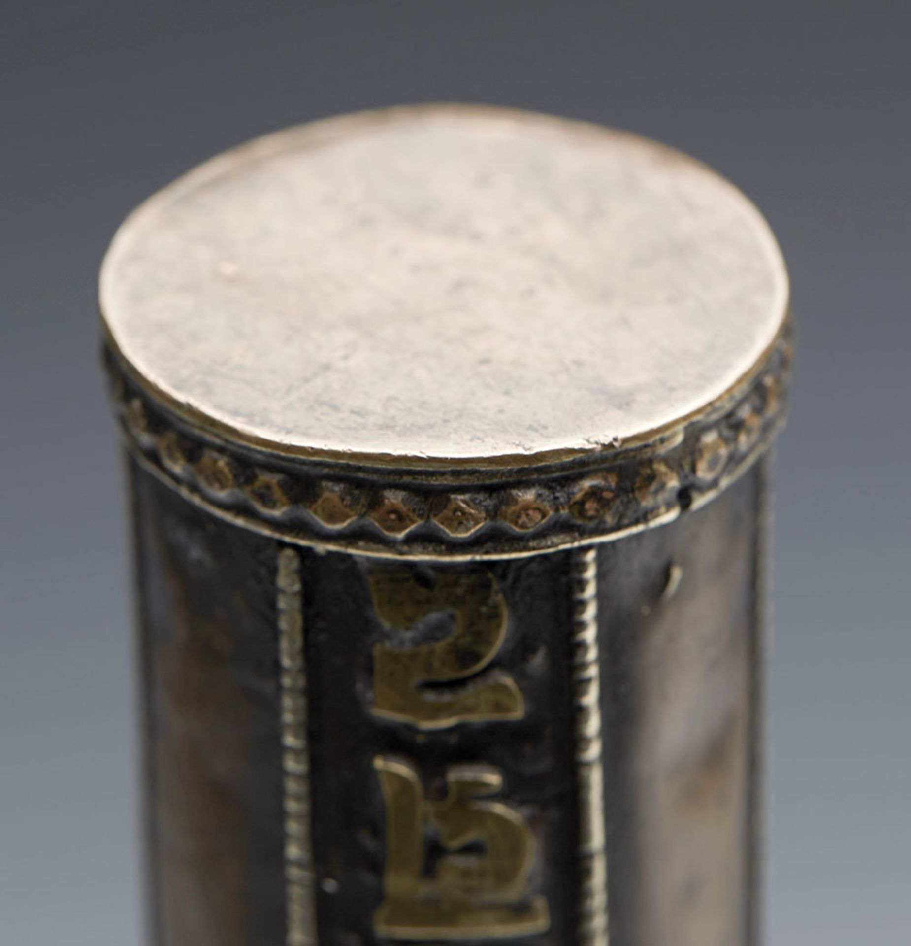 Antique Chinese/Tibetan Silver Mounted Copper Scroll Holder 19/20Th C. - Bild 9 aus 12