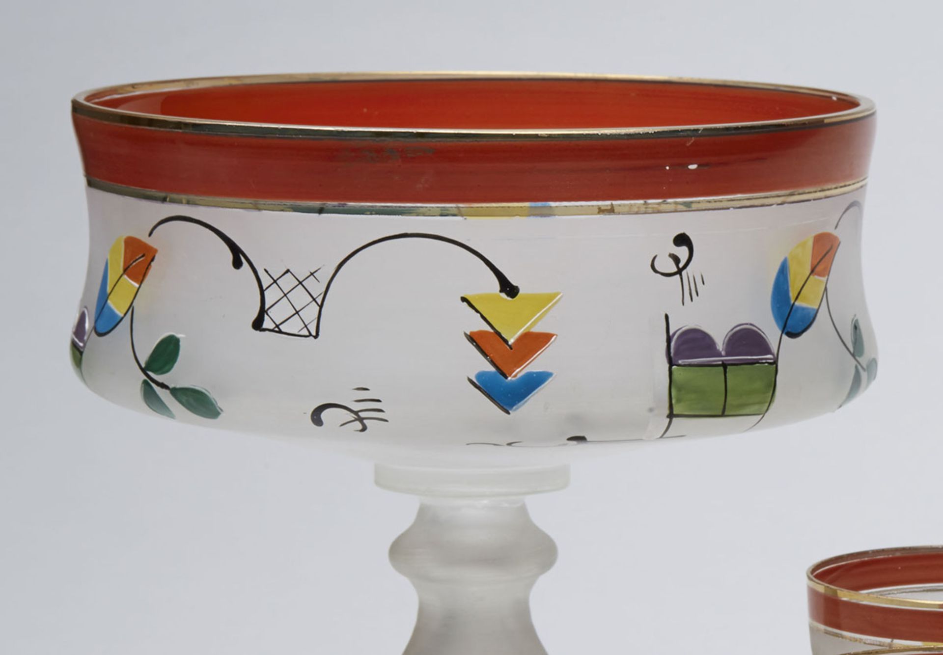 Art Deco Continental Handpainted Glass Cocktail Set C.1930 - Image 3 of 8