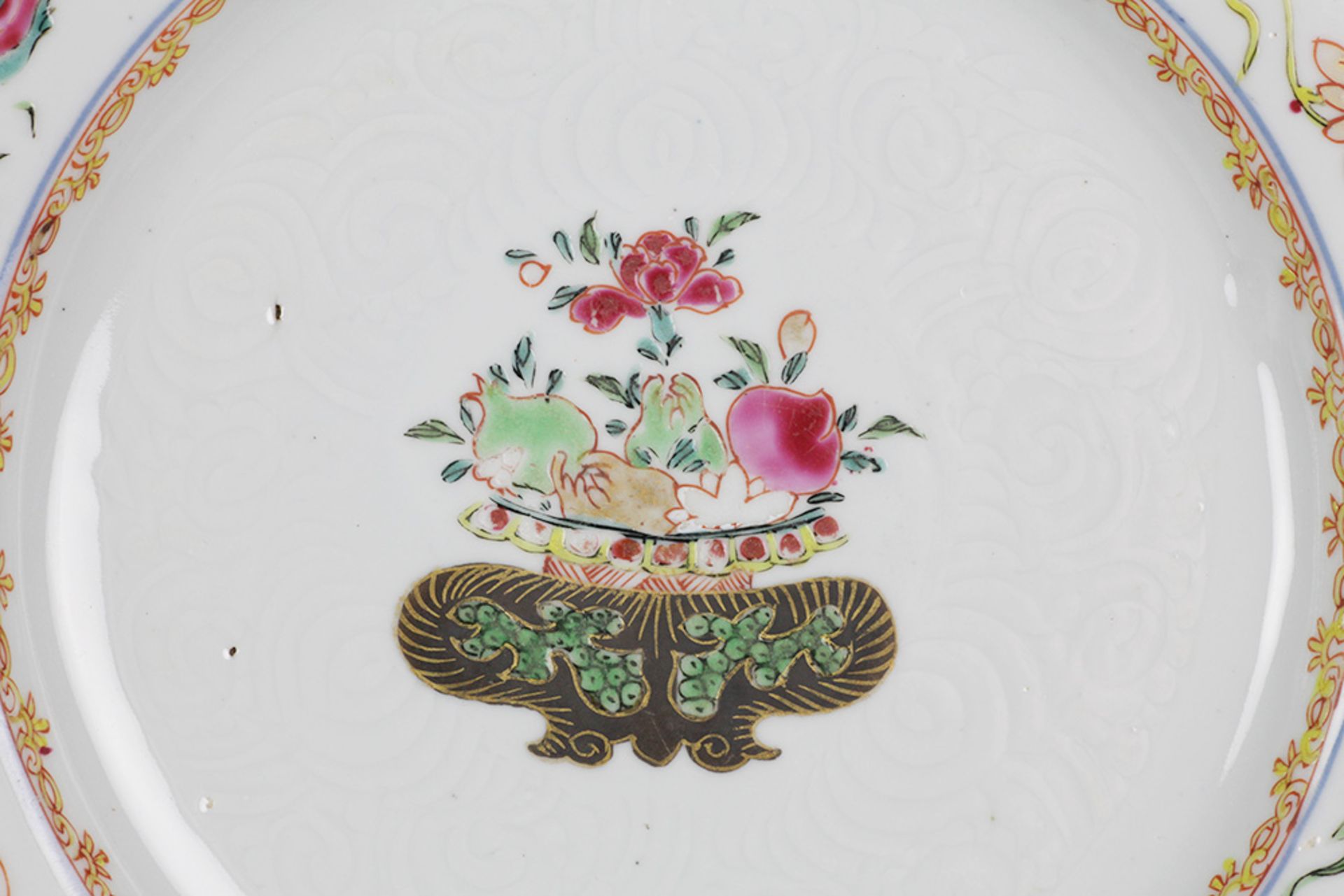 Pair Antique Chinese Bianco Sopra Bianco Floral Plates 18Th C. - Image 3 of 10