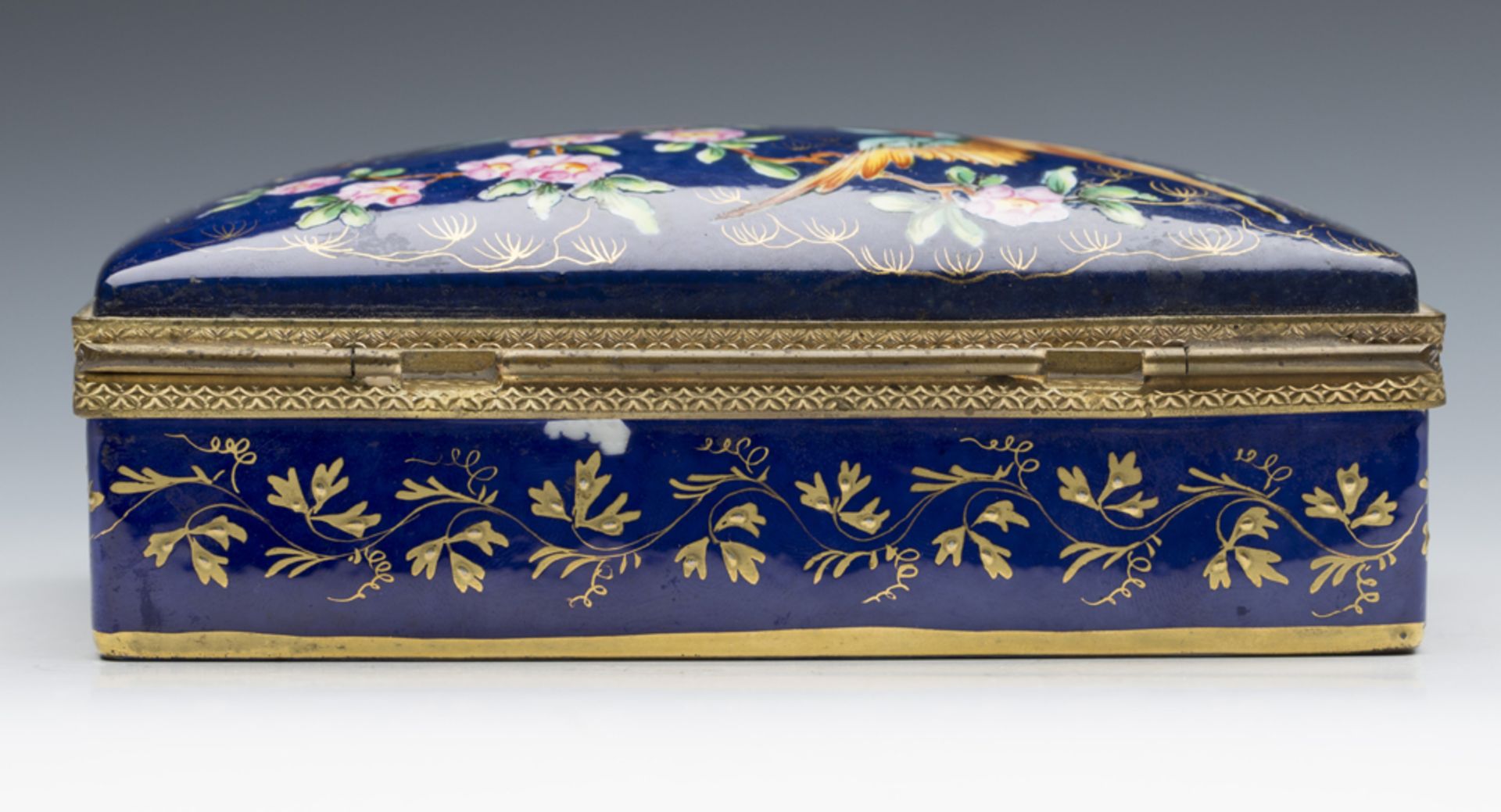 Antique Paris Design Limoges Lidded Casket With Birds Late 19Th C. - Image 8 of 19