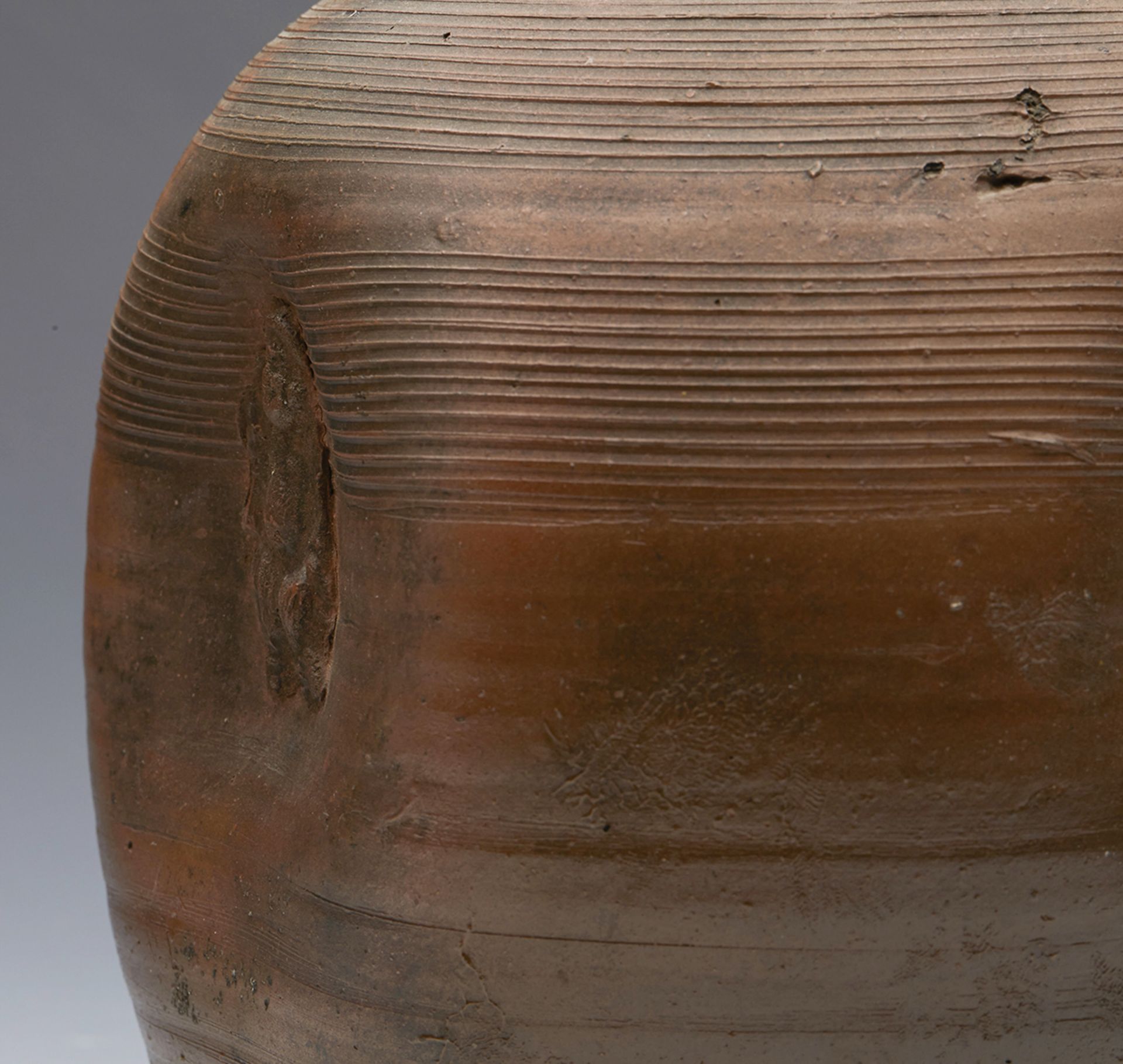 Antique Japanese Edo Bizen Ware Dimple Vase With Figures C.1800 - Image 7 of 8
