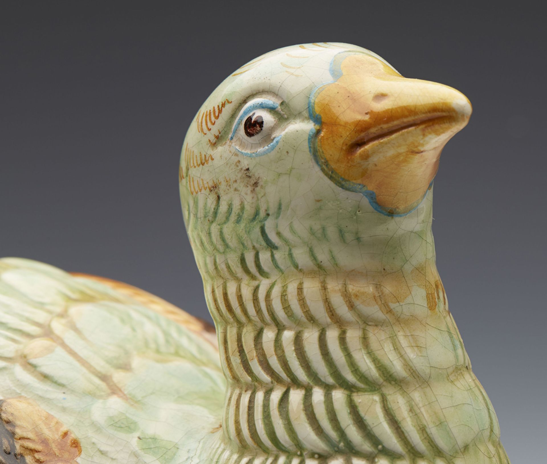 Antique Continental Majolica Pottery Bird Tureen 19Th C. - Image 4 of 9