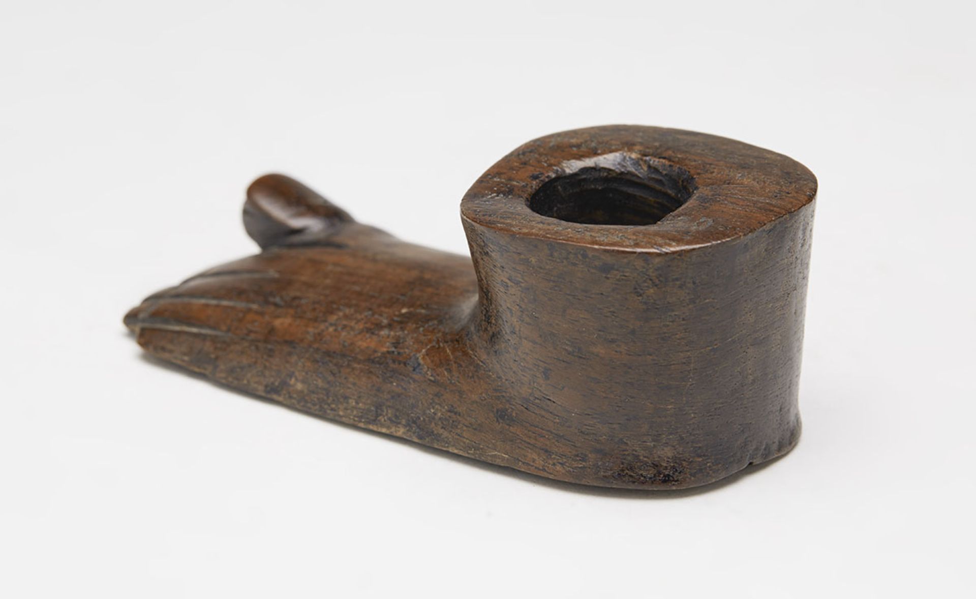Antique Carved Hardwood Novelty Foot Inkwell - Image 3 of 7
