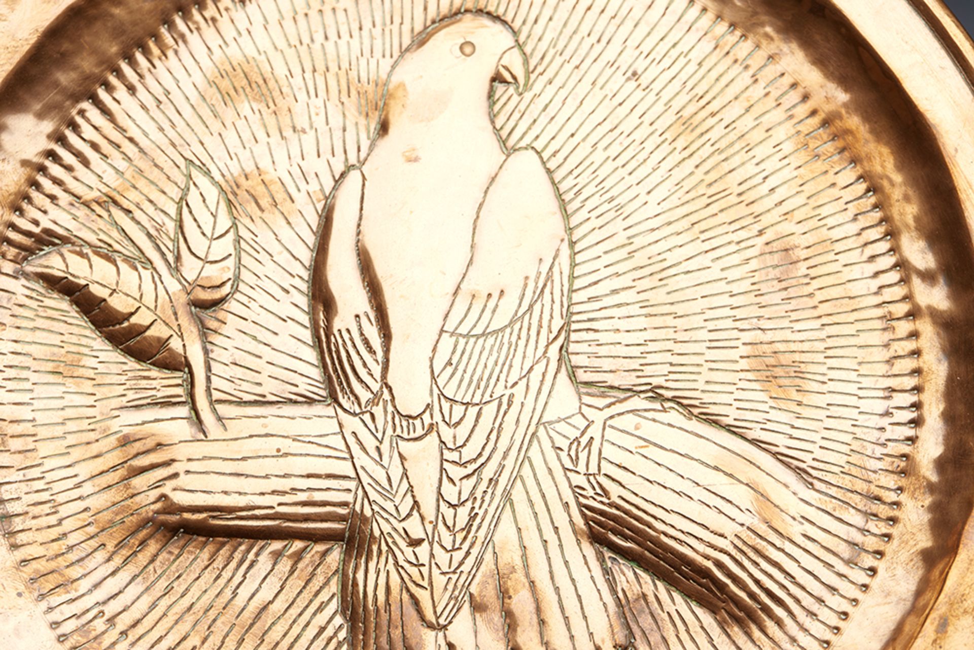 Art Nouveau Embossed Bird Plaque Signed H Bradley C.1900 - Bild 5 aus 6