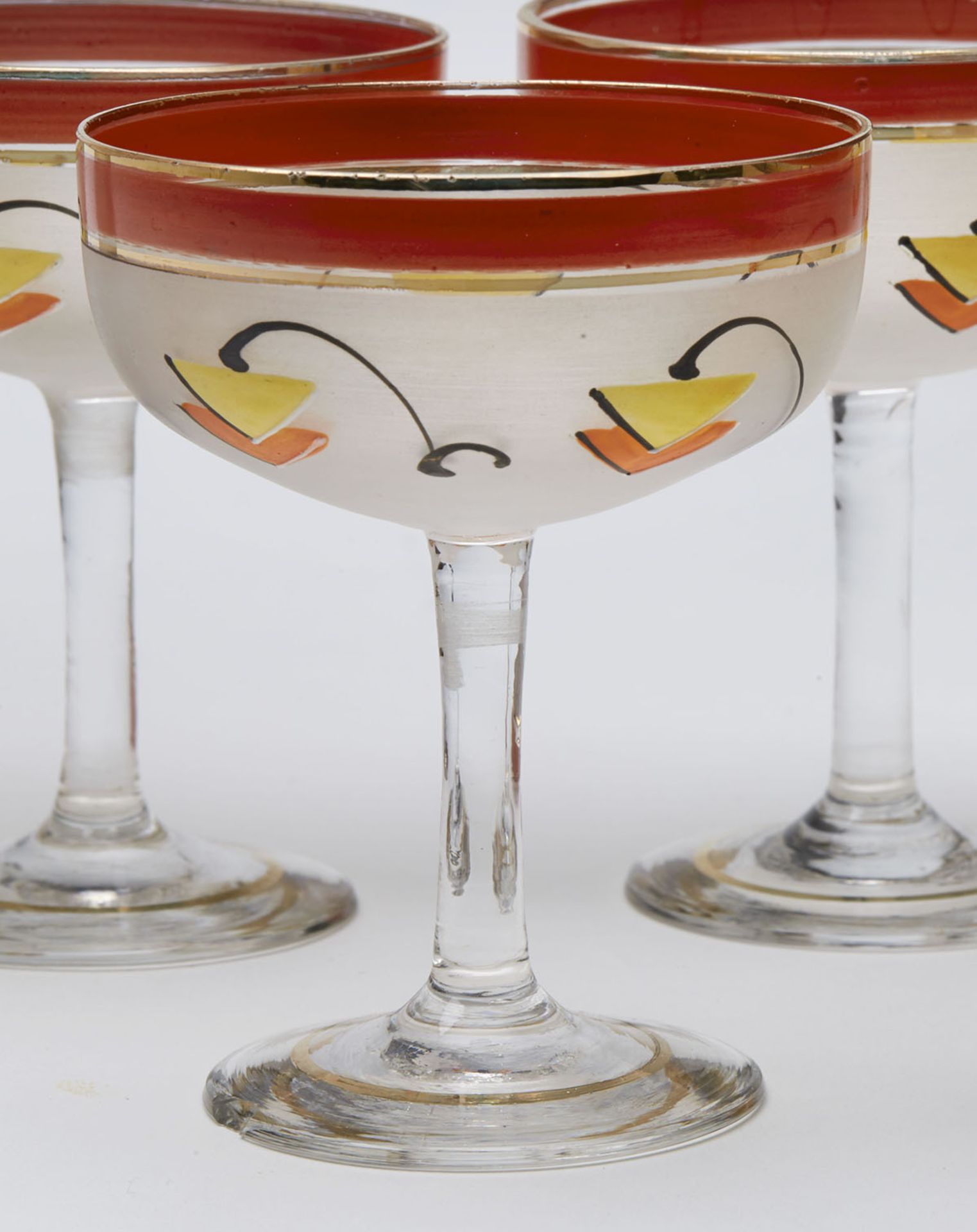 Art Deco Continental Handpainted Glass Cocktail Set C.1930 - Image 6 of 8