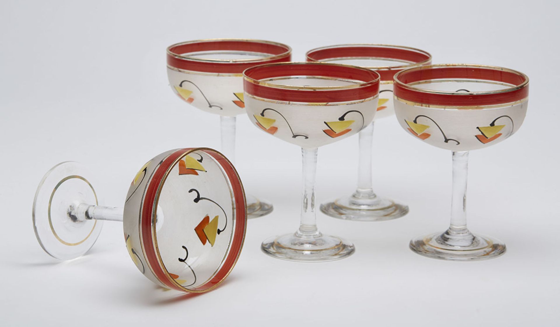 Art Deco Continental Handpainted Glass Cocktail Set C.1930 - Image 2 of 8